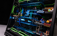 CONCEPT interior: a custom liquid-cooling loop and tiered Roblox experiences