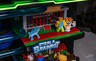 Steal a Brainrot diorama inside the case: magnetic figures and a logo plaque