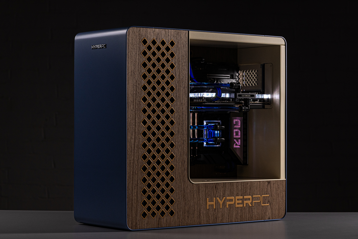 HYPERPC CONCEPT X — custom PC with wooden panels and custom liquid cooling