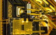 RTX 5080 water block and the yellow HYPERPC CYBER cooling loop
