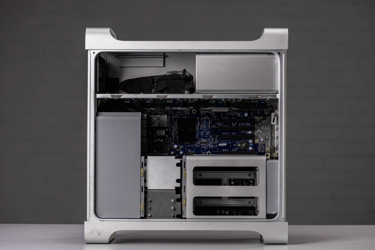 Apple Mac Pro case before being converted into a Windows gaming PC