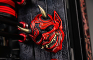 HYPERPC Samurai — 3D Oni demon masks on a textured panel