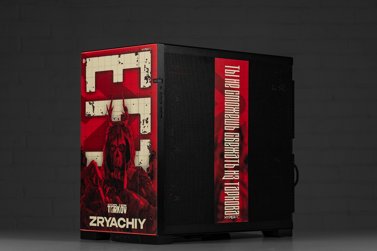 Project ZRYACHIY side panel with custom Escape from Tarkov artwork