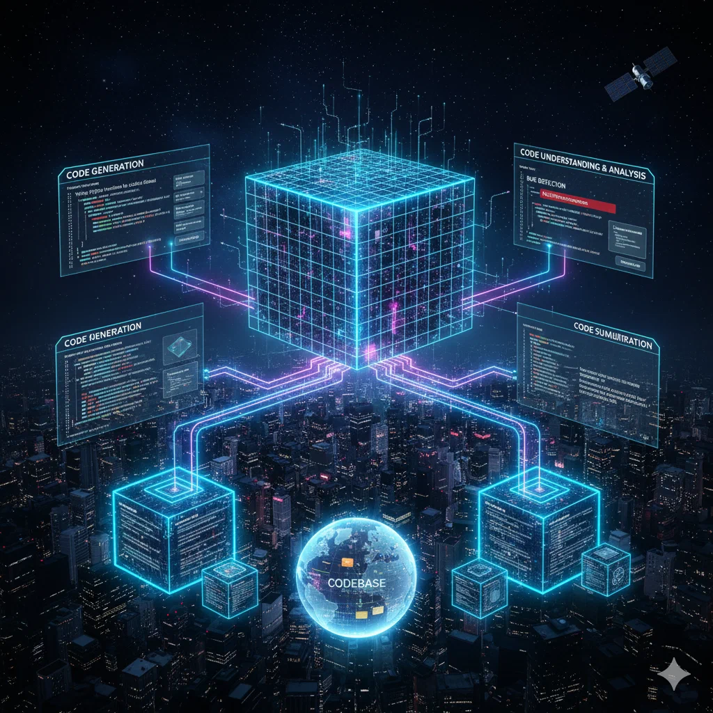 تمثيل رسومي لمعالجة الشيفرة وتوليدها بالذكاء الاصطناعي