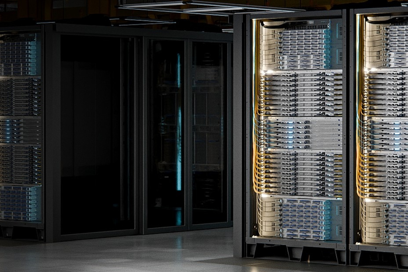 AMD Helios rack-scale AI system in a data center