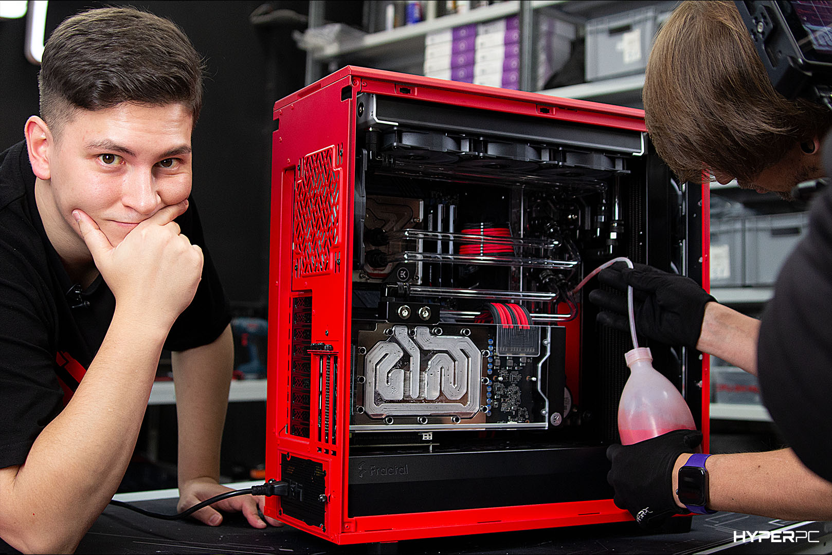 HYPERPC craftsmen working on a custom computer case