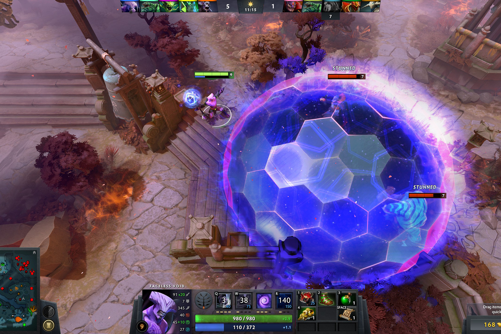 A team fight in Dota 2