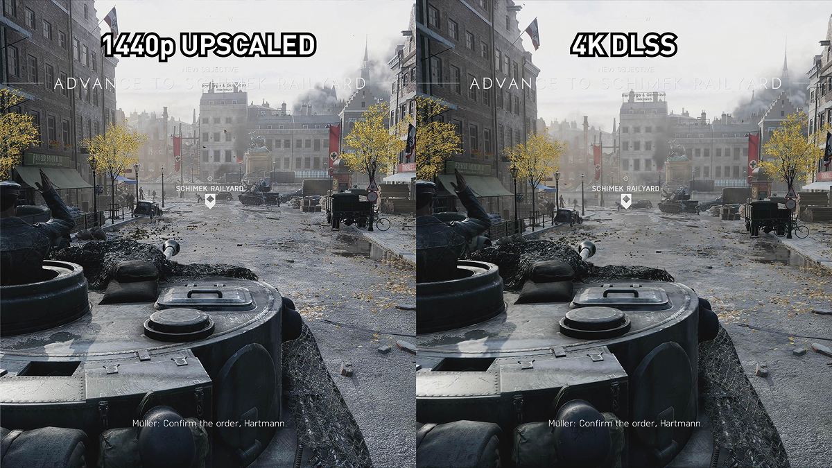 In-game texture quality comparison at 1440p and 4K with DLSS 4 enabled