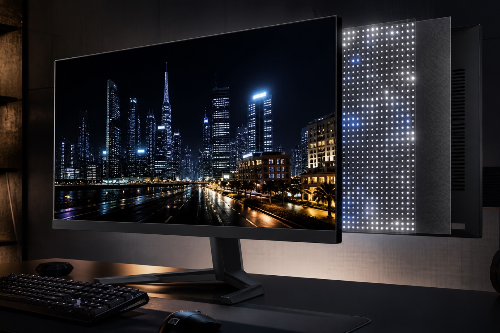 A Mini-LED monitor with local dimming zones for real HDR.