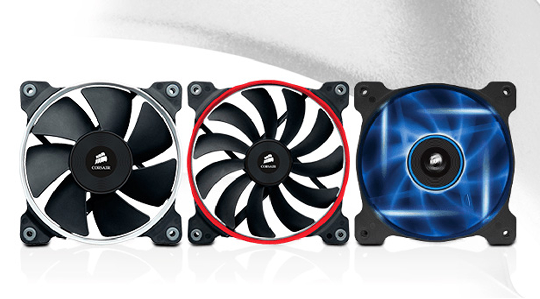 Three fans from different brands shown in the article, arranged in an overlapping row
