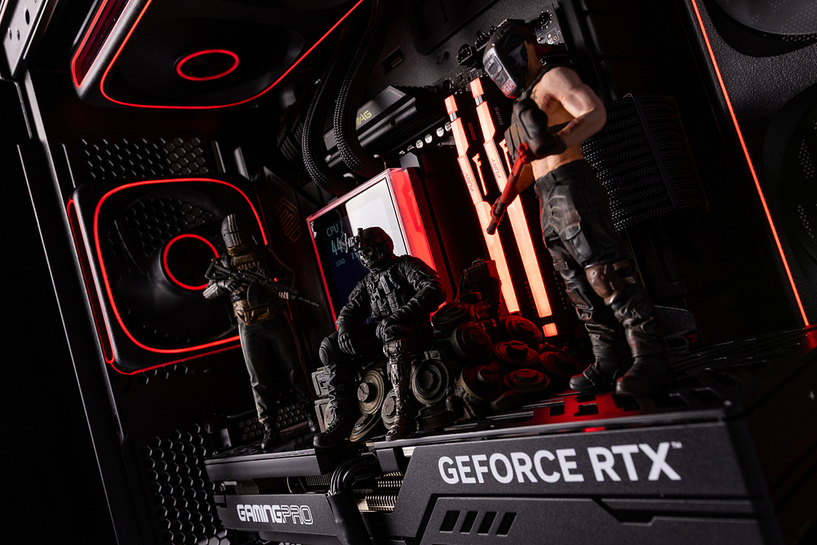 The inside of the HYPERPC ZRYACHIY themed PC for Escape from Tarkov