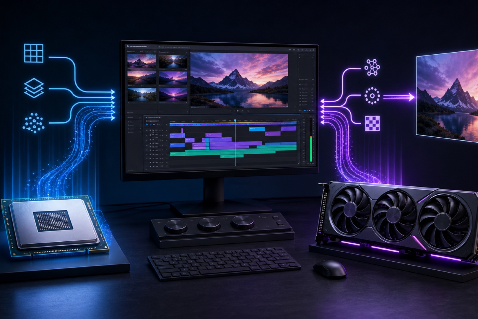 How Premiere Pro uses the processor and graphics card during rendering.