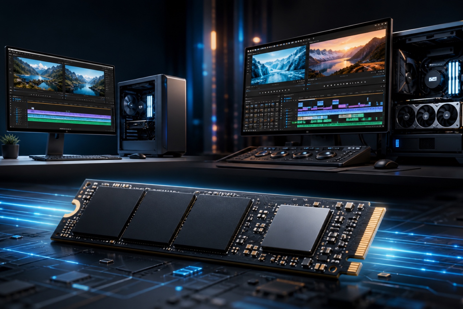 A fast NVMe SSD and a configuration table for 4K and 8K editing.