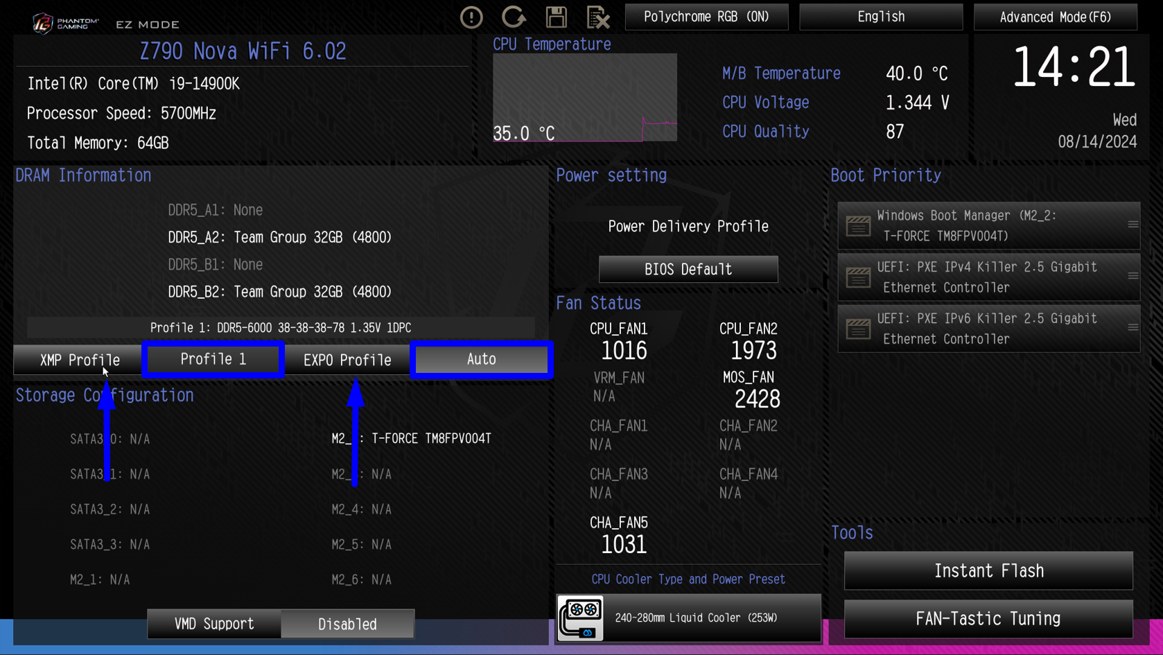 Enabling an XMP or EXPO profile in BIOS