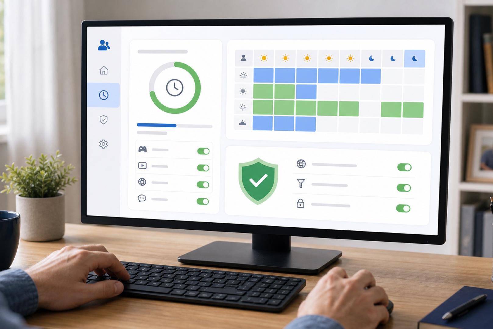 Setting parental controls and screen-time limits in Windows.